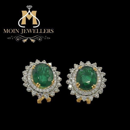 Green Stone Gold Earring Design