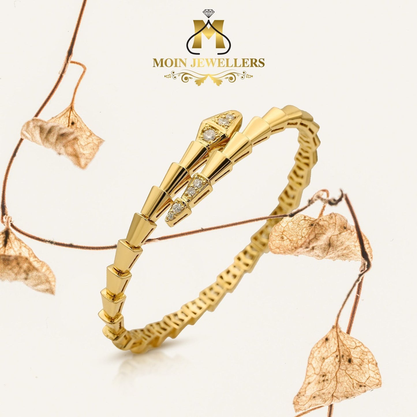 Snake Design Gold Bracelet