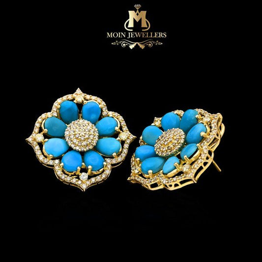 Blue Gold Earring Design