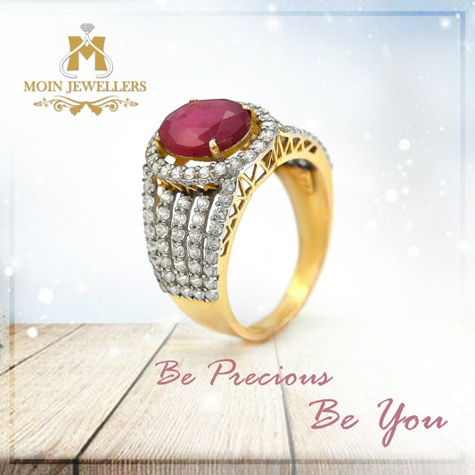 Red Stone Gold Ring Design